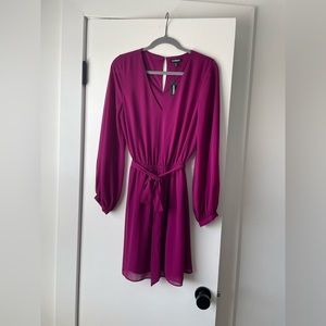 Express Purple V-Neck Dress / Cinched Waist with Tie